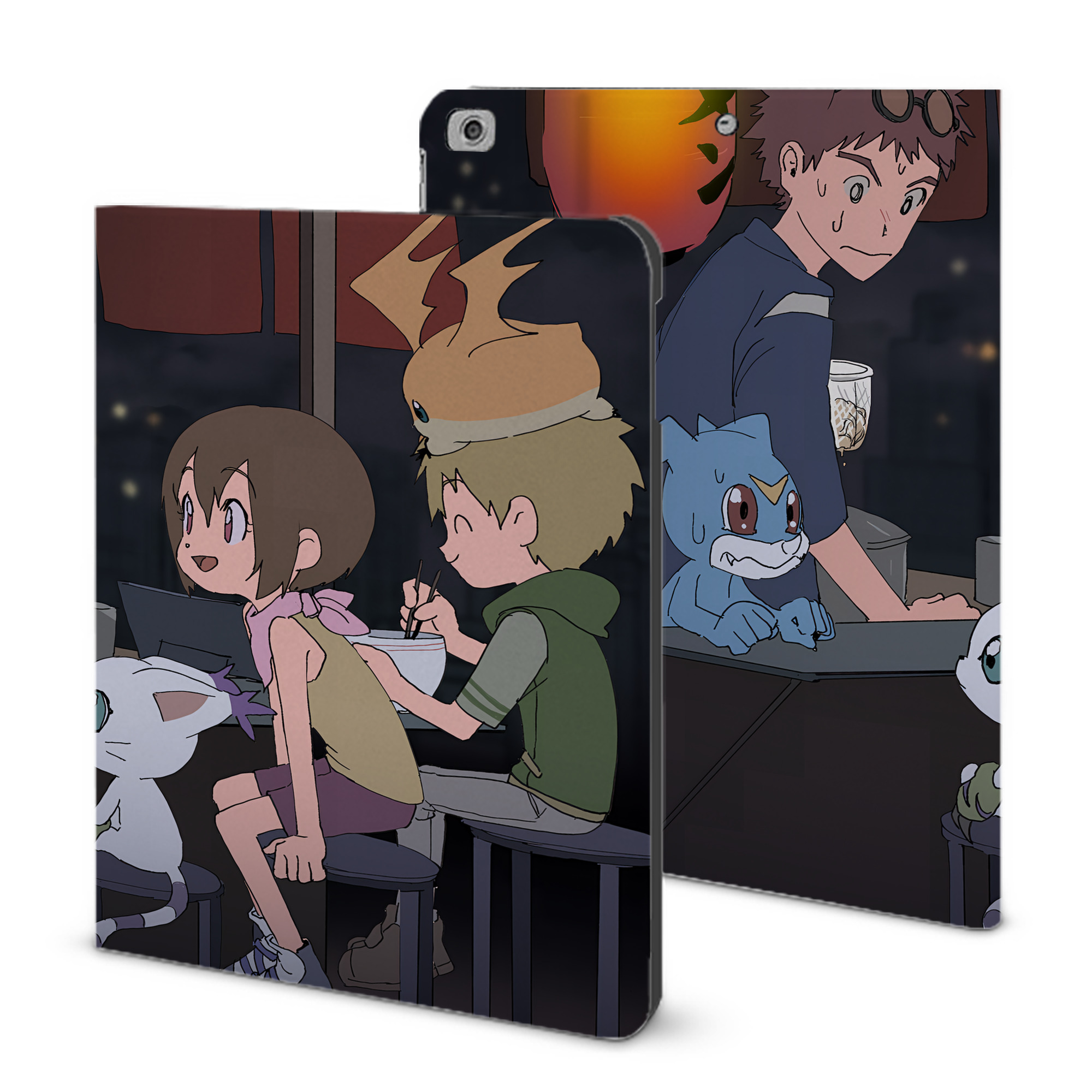 （画像用） Digimon デジタルモンスター/デジモン IPad ケース ブック型 PUレザー TPU 耐衝撃 軽量 薄型 ペン収納なし 全面保護 IPad 各モデル対応